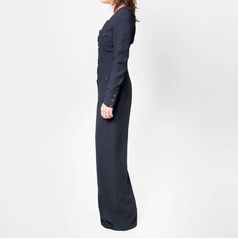 Beautiful wide leg jumpsuit with zipper and button closure.