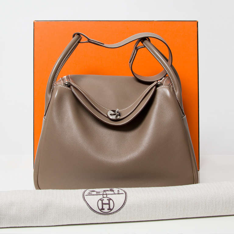 Women's Hermes Lindy Taupe Grey Veau Swift Leather