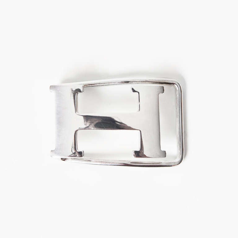 Hermès silver money clip with the signature 