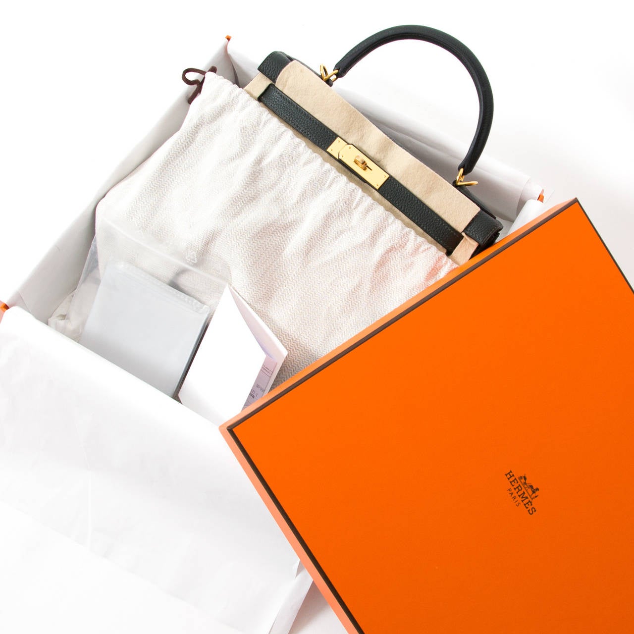 HERMES Box Calf Kelly 28 Vert Fonce 39968