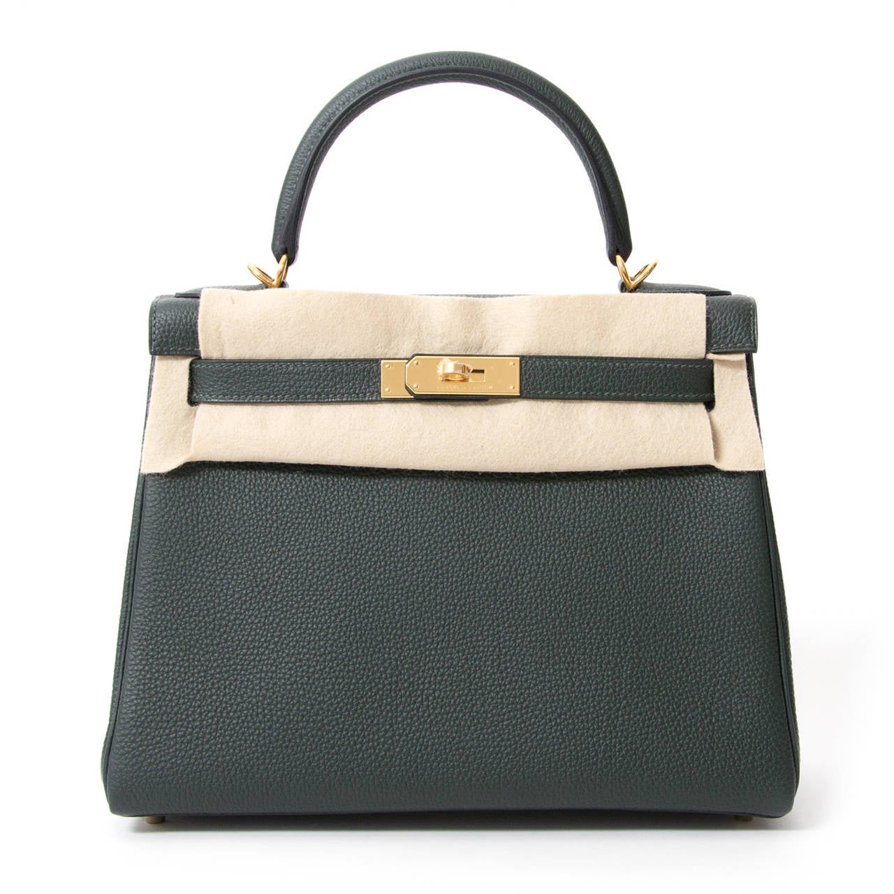 BRAND NEW Hermès Kelly Bag 28 Togo Vert Fonce GHW With Shoulder Strap at 1stdibs