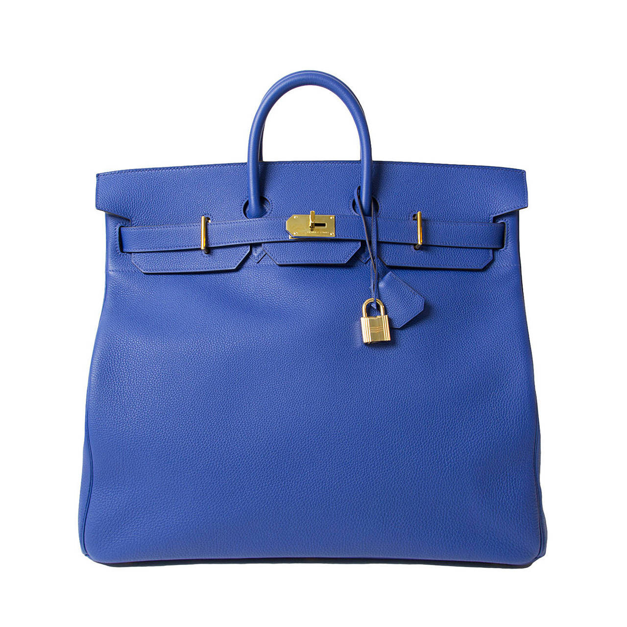 RARE New Hermès HAC Haut à Courroies Birkin 50cm Togo Blue Electrique GHW at 1stdibs