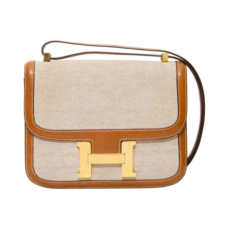 Hermes Constance Two-Tone Toile 'H' Shoulder Bag