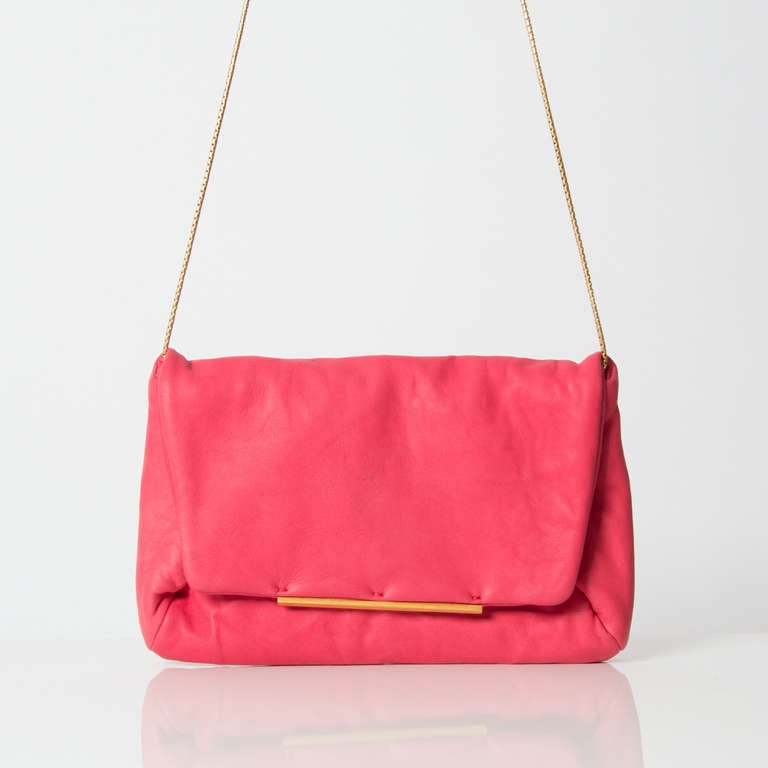 Lanvin Pink Neon Clutch Bag In Good Condition In Antwerp, BE