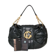 Roberto Cavalli Black Leather Shoulder Bag