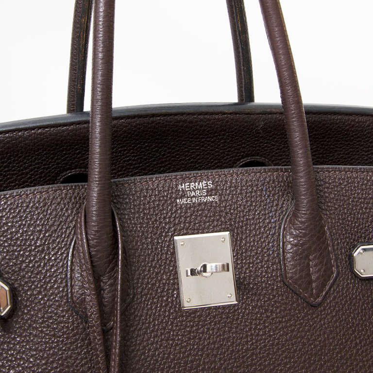 Hermes Birkin Bag Togo Chocolat PHW In Good Condition In Antwerp, BE
