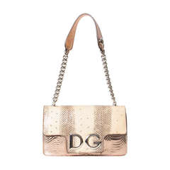 Dolce & Gabbana Metallic Snake Print Shoulder Bag