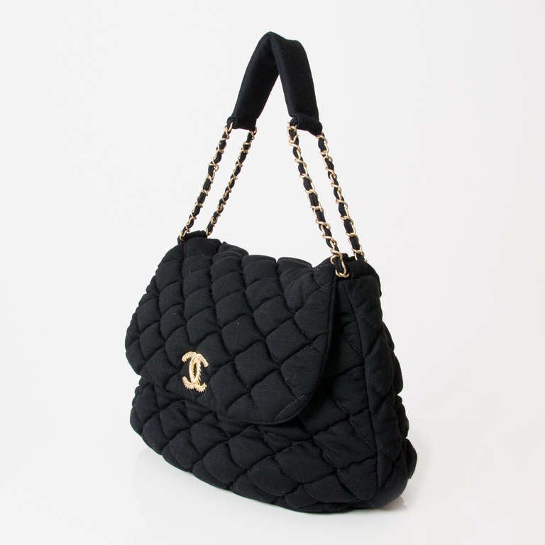 Chanel black quilted jersey 