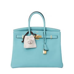 BRAND NEW Hermès Birkin Togo Bleu Atoll GHW 35