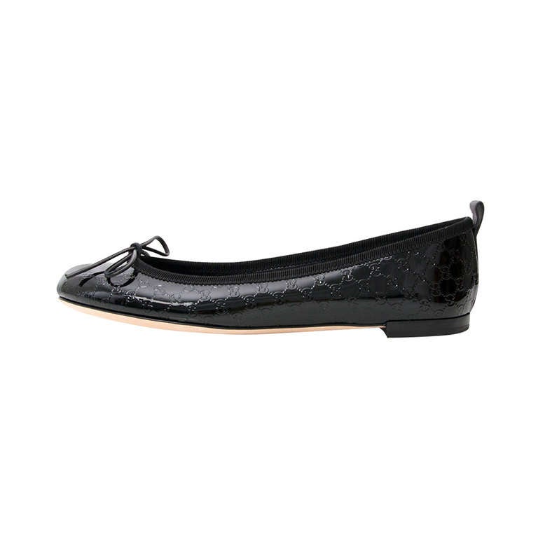 See Matches In Christine Black Patent Nappa Leather Dip Dyed Cap Toe Ballerina Flats.