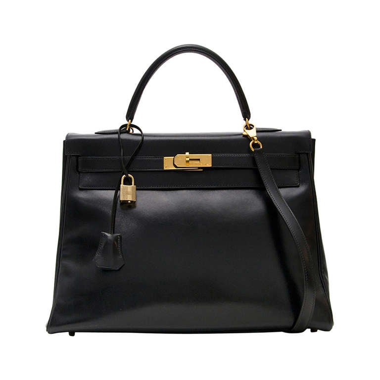 Hermès Black Boxcalf Kelly Bag GHW