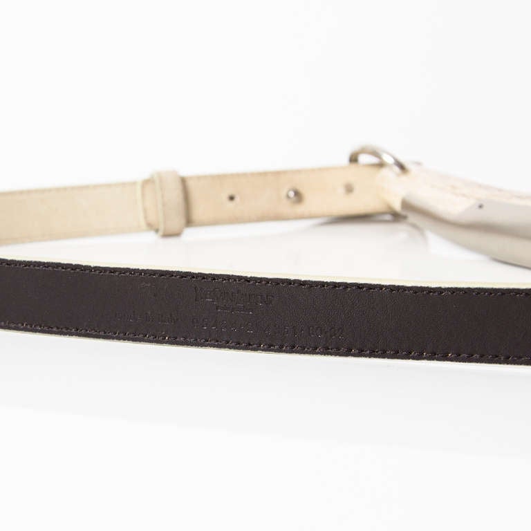 YSL Off-white Leather Mombassa Horn Belt In Excellent Condition In Antwerp, BE
