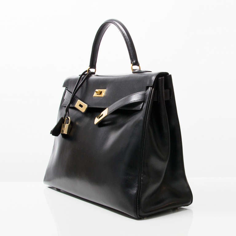 Hermès Black Boxcalf Kelly Bag GHW 3