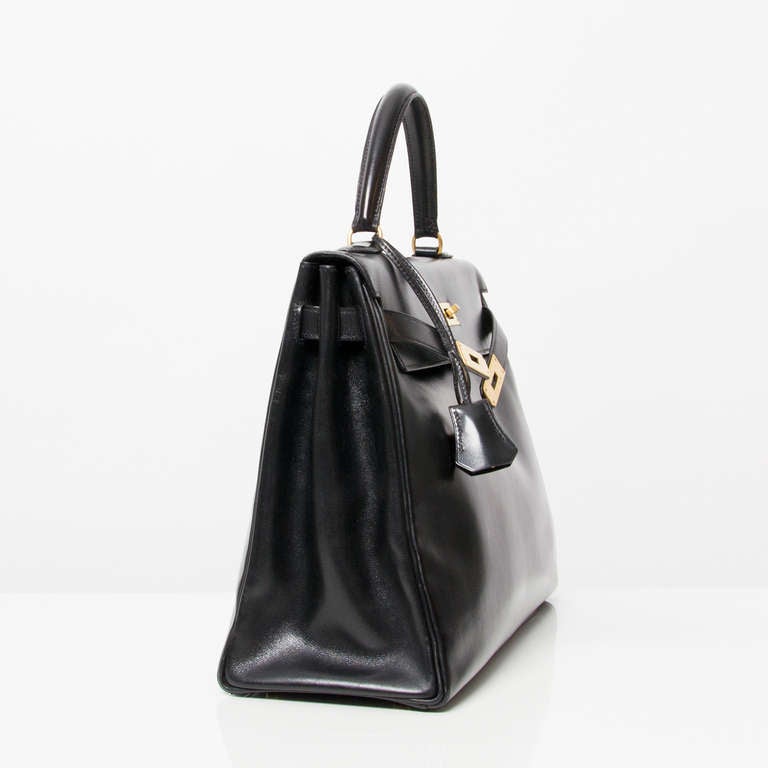 Hermès Black Boxcalf Kelly Bag GHW 4