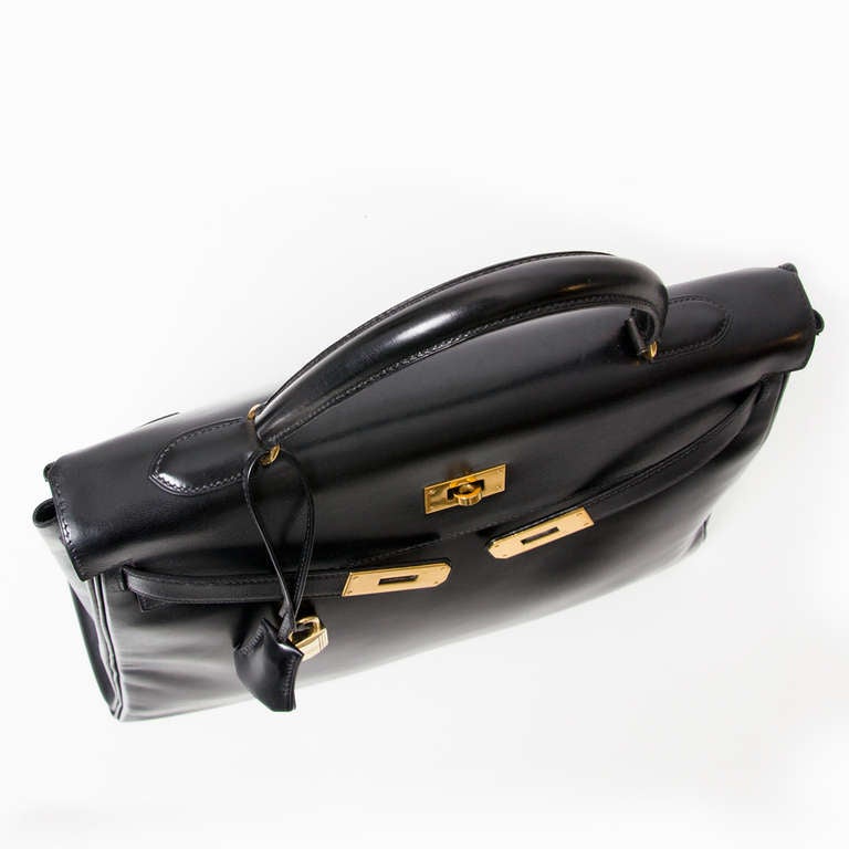 Hermès Black Boxcalf Kelly Bag GHW 2
