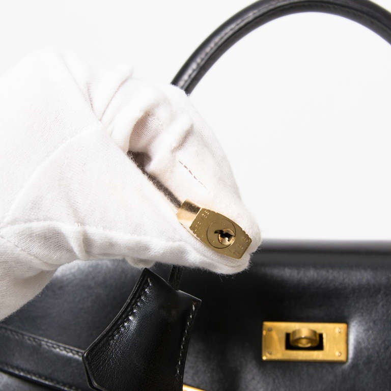 Hermès Black Boxcalf Kelly Bag GHW 1