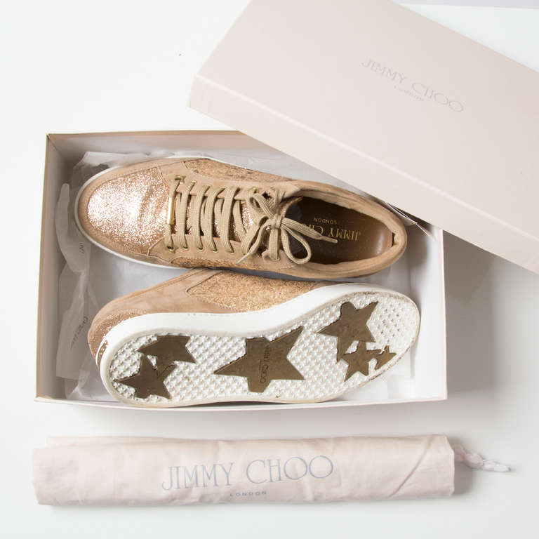 jimmy choo miami trainers gold