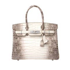 Hermès Birkin Bag Crocodile Niloticus Himalaya Handbag White PHW 30