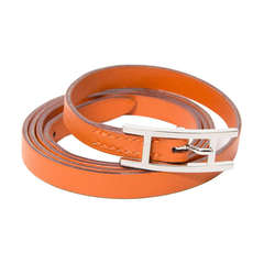 Hermès Hapi 3 Leather Bracelet MM Orange PHW