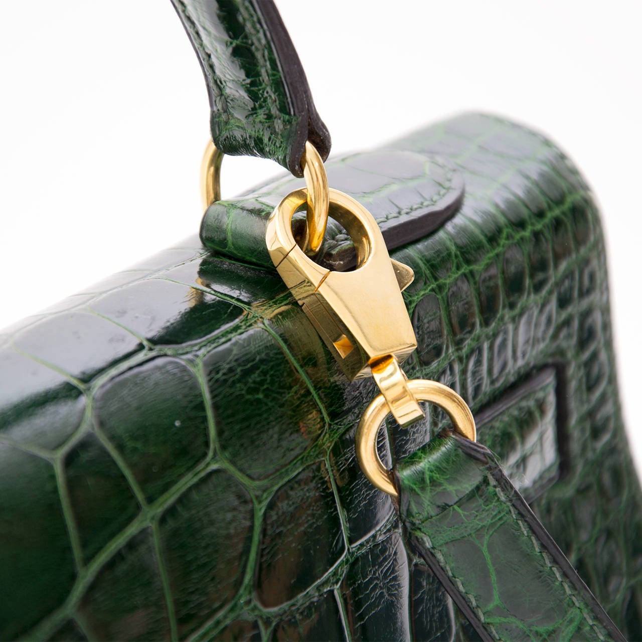 Hermes Kelly Alligator Lisse Vert Emerald  32 2