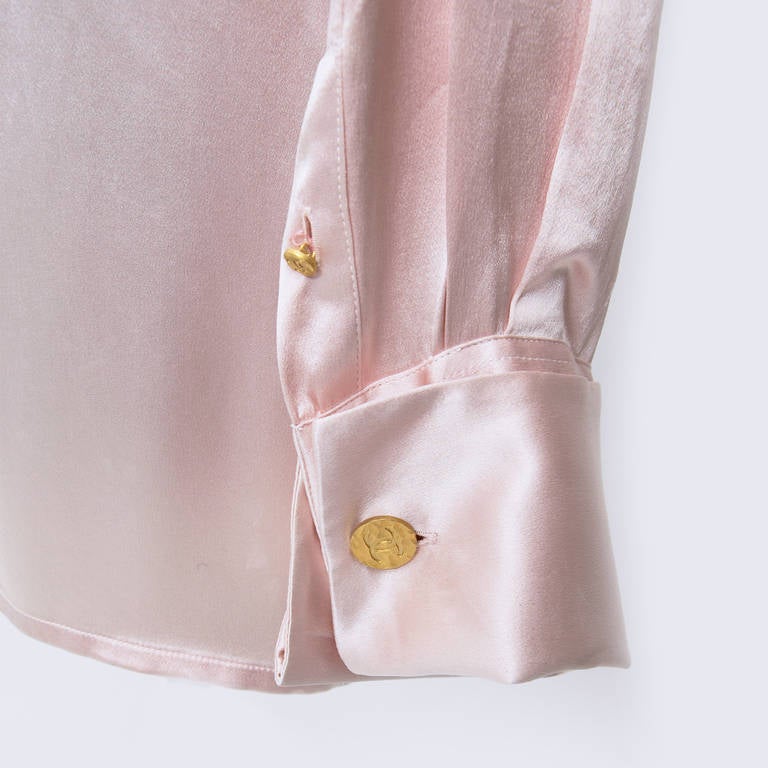 Chanel Soft Pink Silk Blouse In Excellent Condition In Antwerp, BE