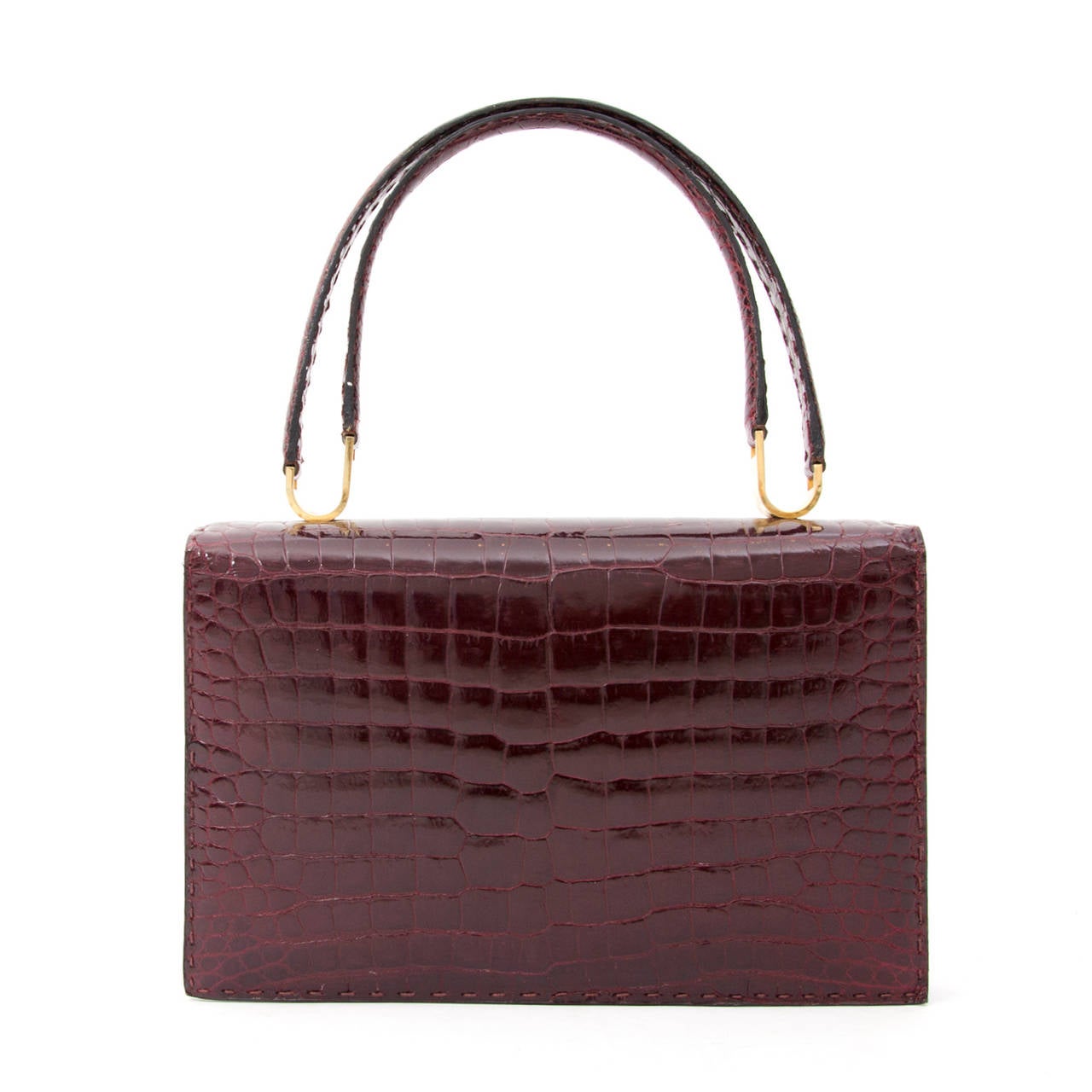 Delvaux Burgundy Croco Shoulder Bag 2