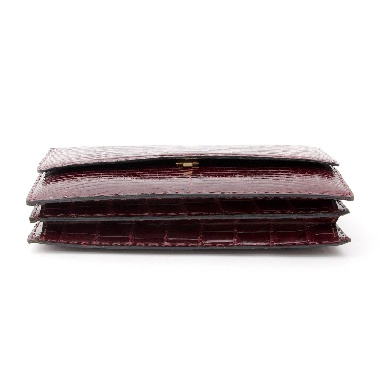 Women's Delvaux Burgundy Croco Shoulder Bag
