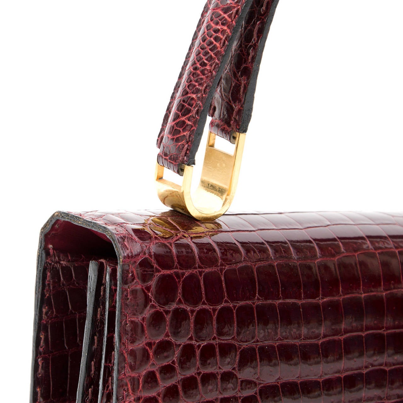 Delvaux Burgundy Croco Shoulder Bag 3