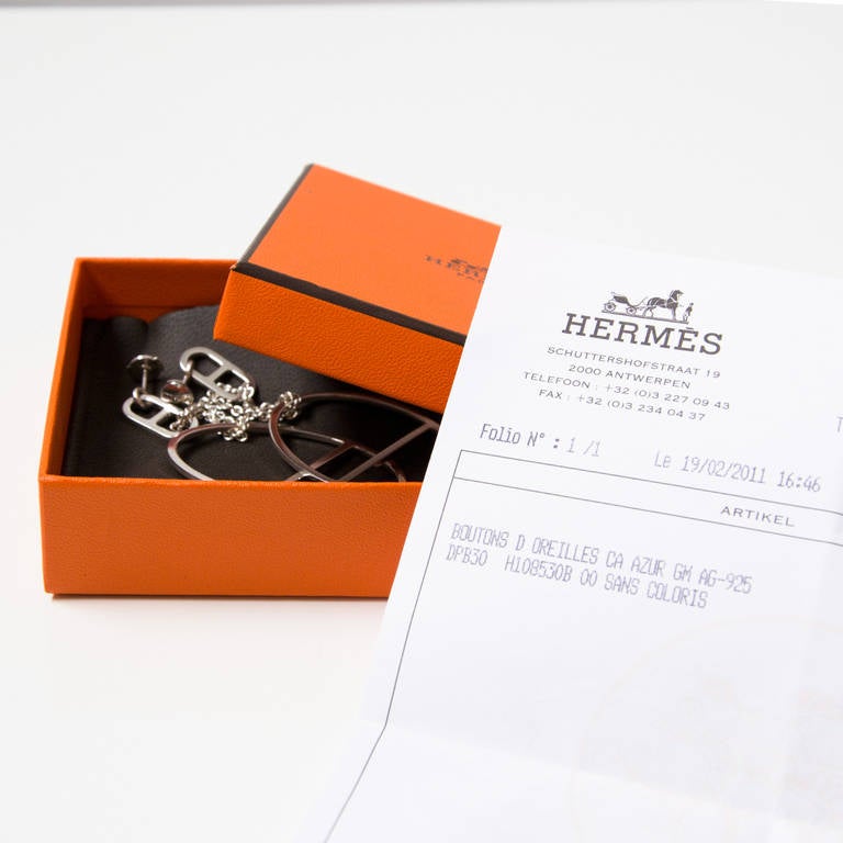 Hermes Azur Silver Earrings.