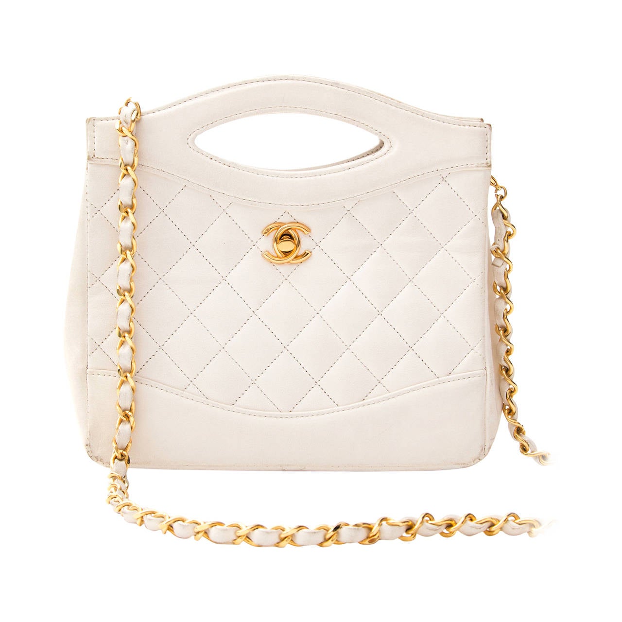 Chanel Cream Lambskin Crossbody Clutch