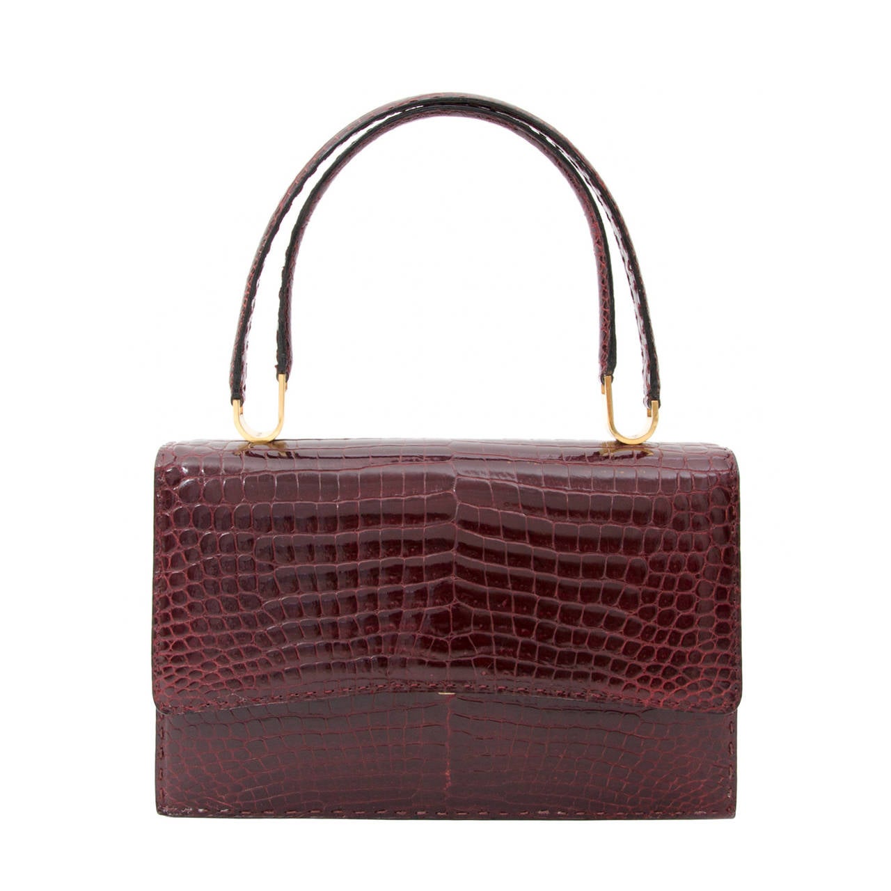 Delvaux Burgundy Croco Shoulder Bag