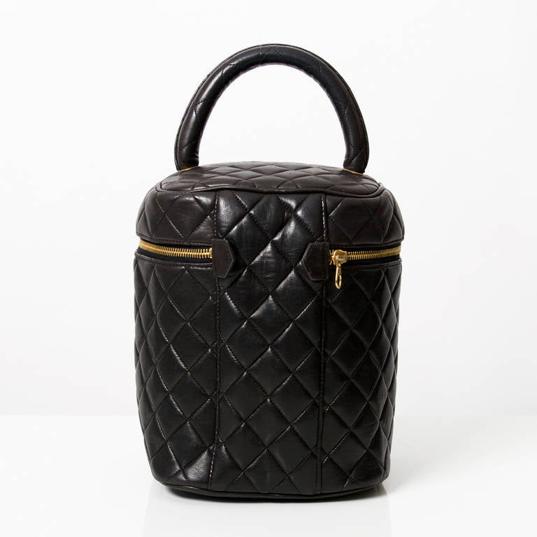 Women's Chanel Vanity Cosmetic Black Quilted Bag