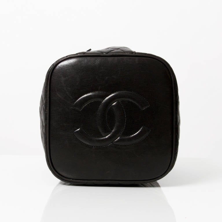 Chanel Vanity Cosmetic Black Quilted Bag 1