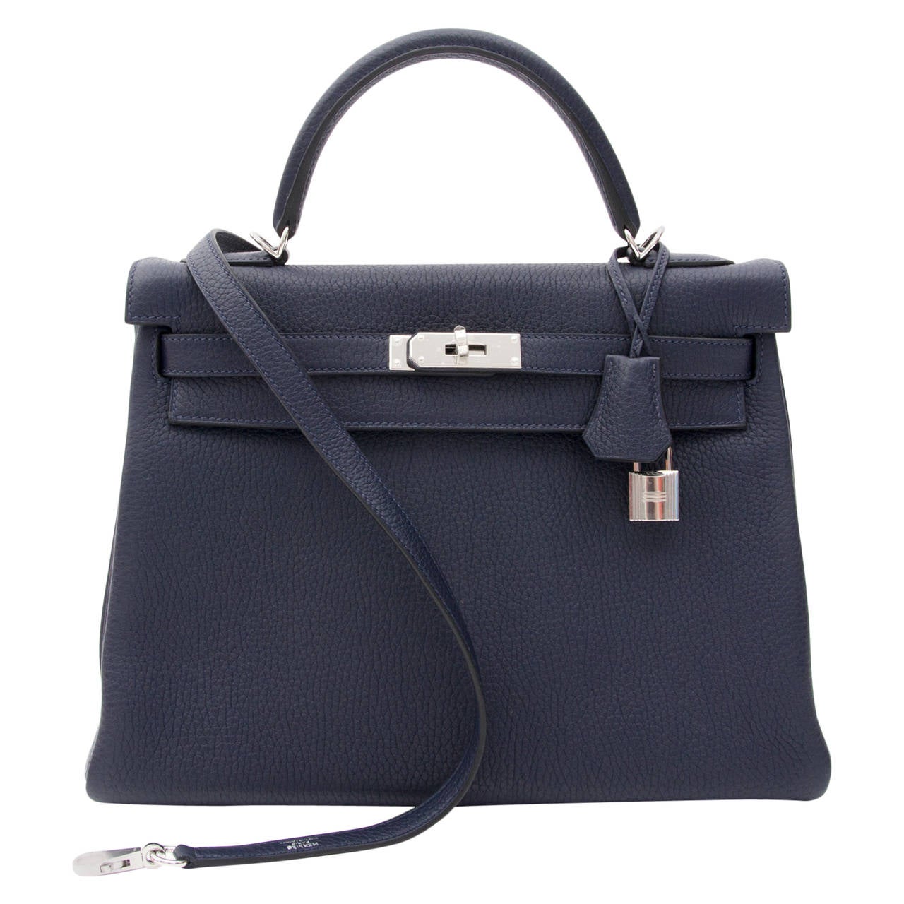 BRAND NEW Hermès Kelly Bag Taurillon Clemence 32 Blue Nuit