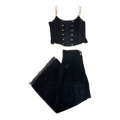 Chanel Black Velvet Wide Pants & Corset 2-piece