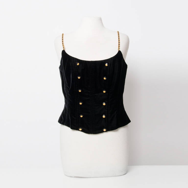 Chanel Black Velvet Wide Pants & Corset 2-piece