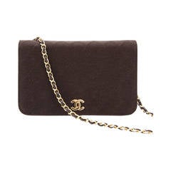 Chanel Brown Quilted Fabric Flap Bag