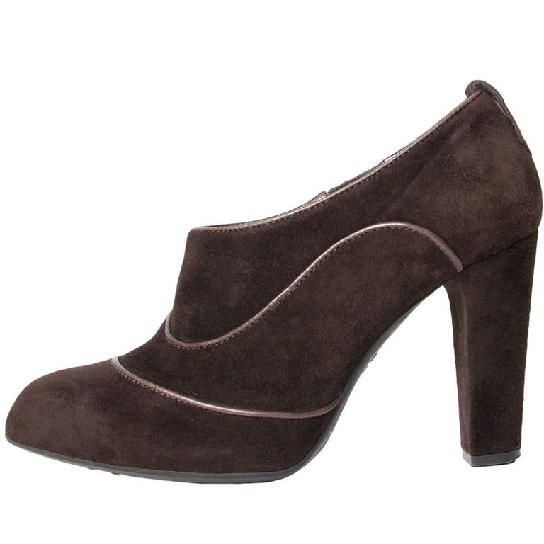 Tod's Dark Brown Suede Mule Heel