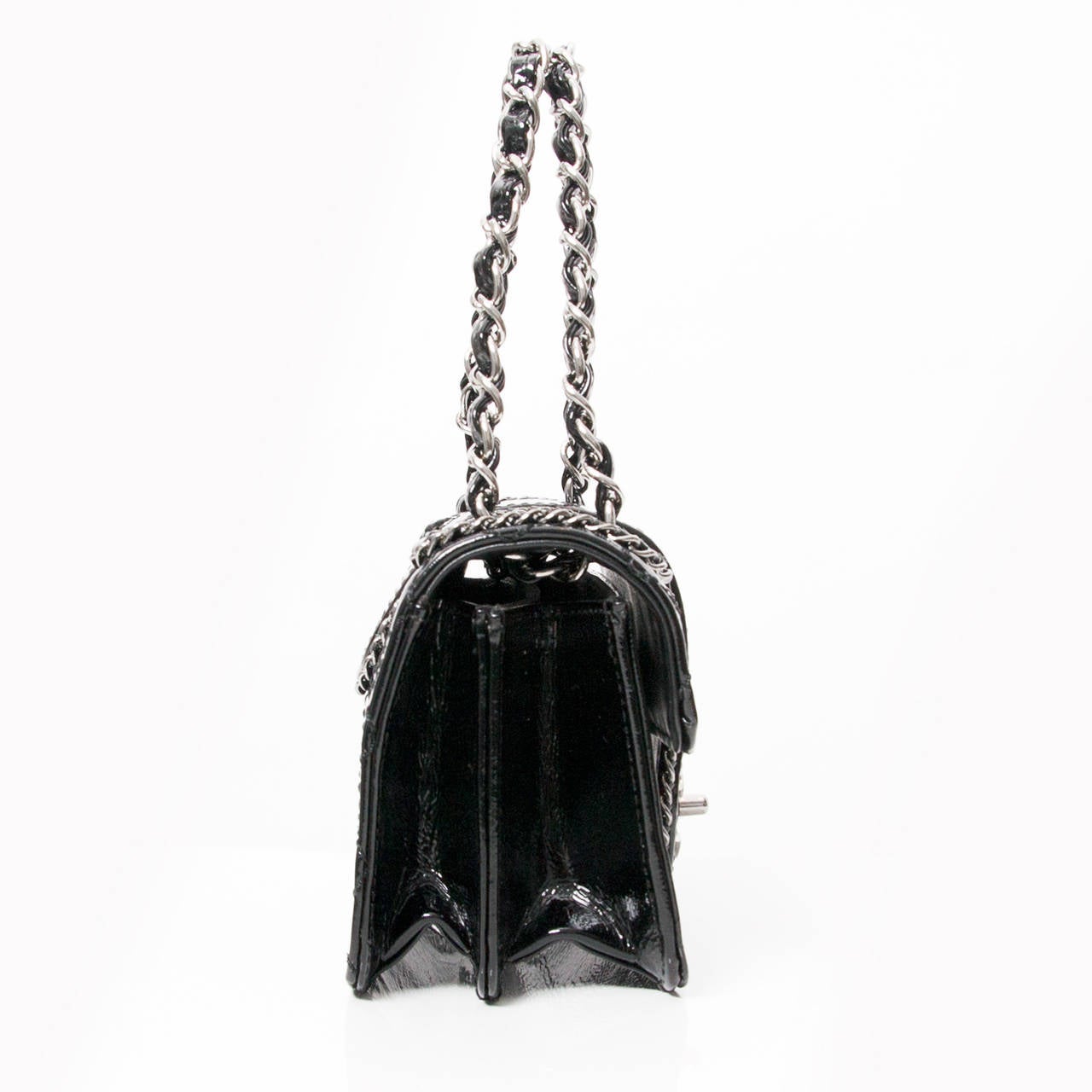 Chanel Black Patent Lambskin Evening Bag 1