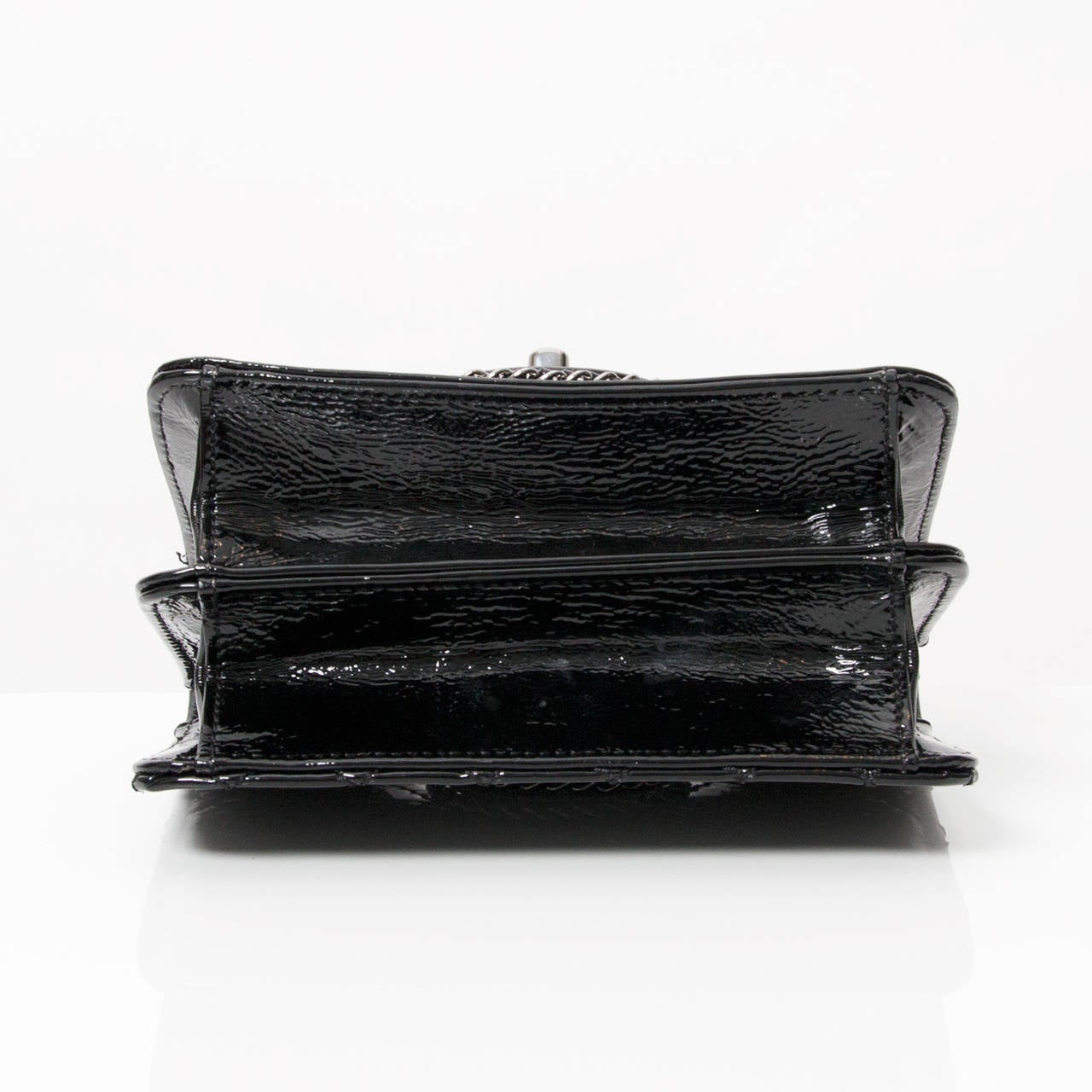 Women's Chanel Black Patent Lambskin Evening Bag