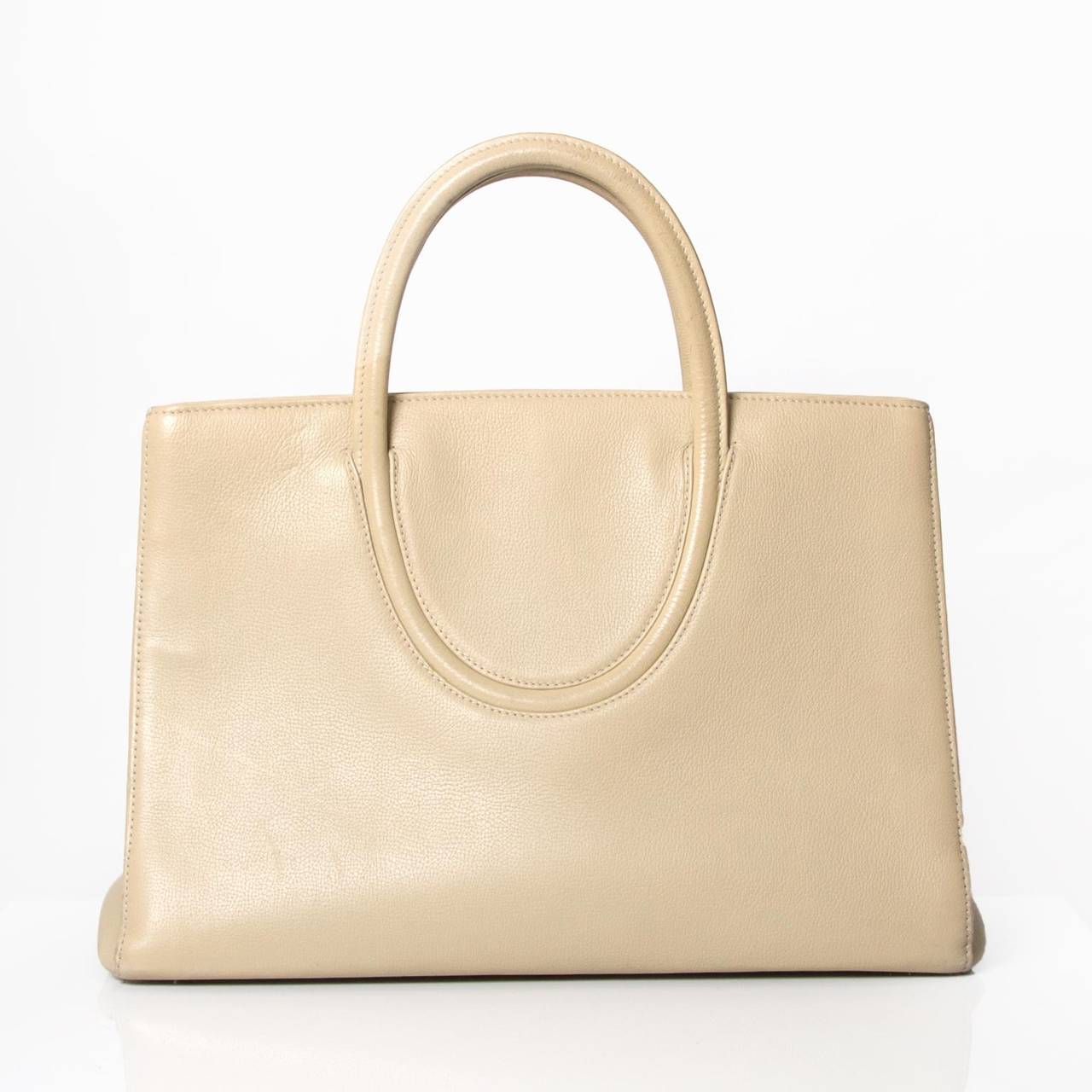 Christian Dior Cream Colored Tote Bag In Excellent Condition In Antwerp, BE