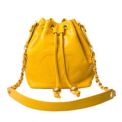 Vintage Chanel 90s Bucket Bag Yellow & Gold
