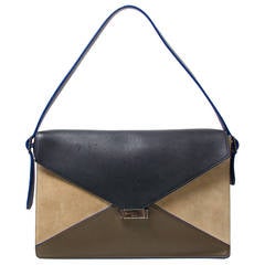 Céline Multicolor Suede Diamond Clutch Bag