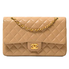 Chanel Beige Lambskin Medium Double Flap Bag