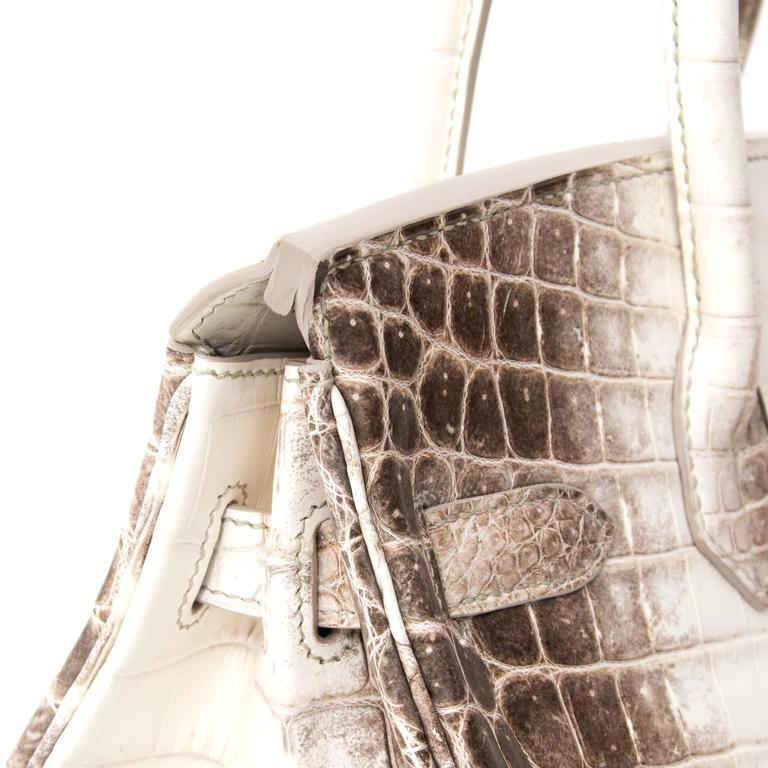 Rare New Hermès Birkin 30 Himalaya handbag in white Nile Crocodile