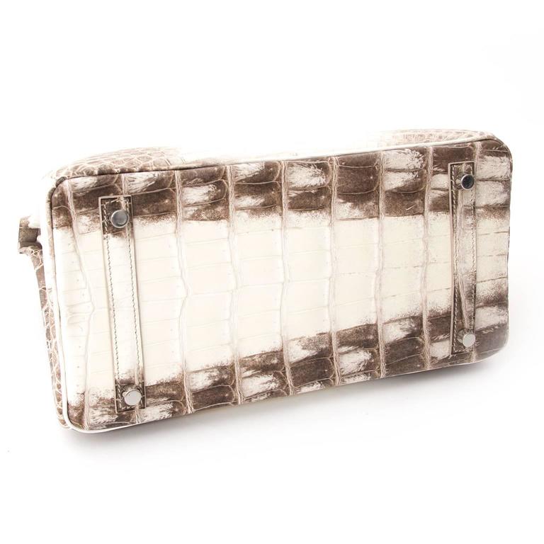 Hermès 30cm Diamond Matte White Himalayan Niloticus Crocodile Birkin Bag,  18K White Gold Hardware 