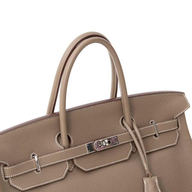 Hermes Personal Birkin bag 40 Vert rousseau/ Pearl grey Togo