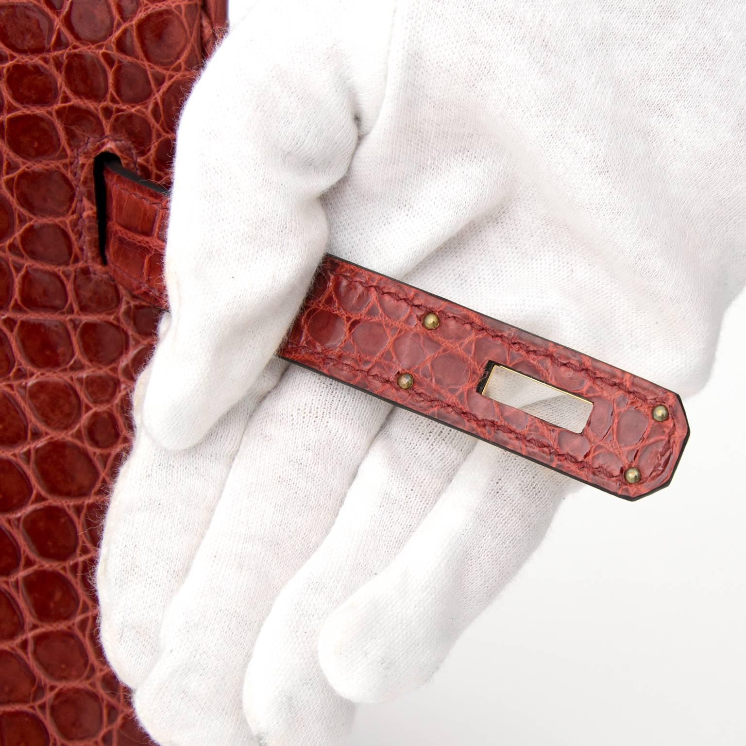 Hermès Birkin 35 GHW Coccodrillo Porosus Lisse Rouge H. H. In condizioni Nuovo a Antwerp, BE