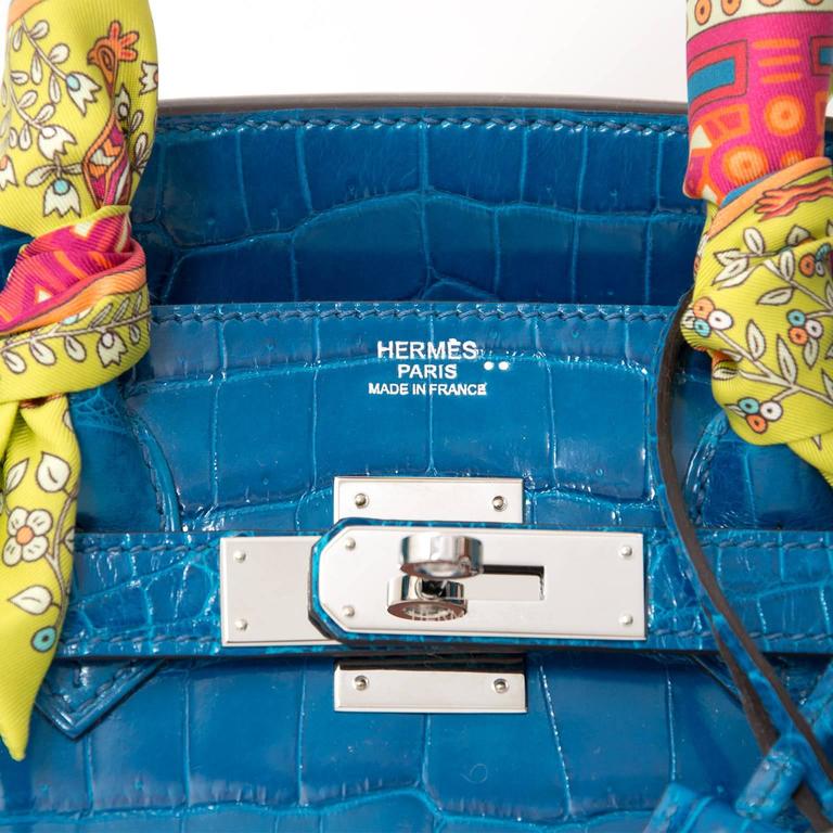 Hermès Electric Blue Niloticus Crocodile 30cm Birkin Bag at