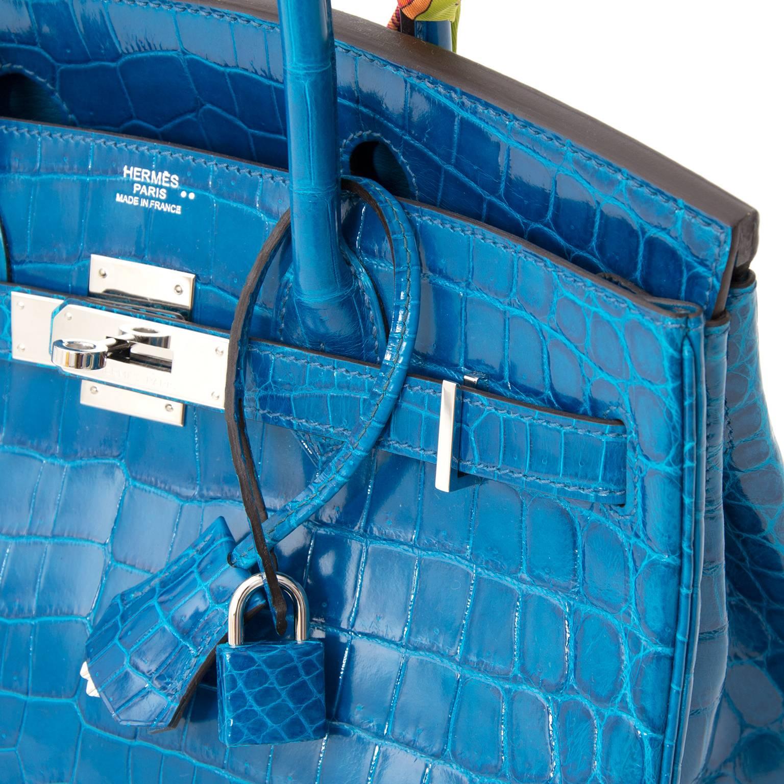 Hermès Birkin 30 Blue Izmir Crocodile Niloticus PHW 3